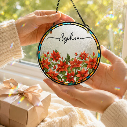 Birth Month Flower Personalized Suncatcher Ornament - Custom Gift for Her