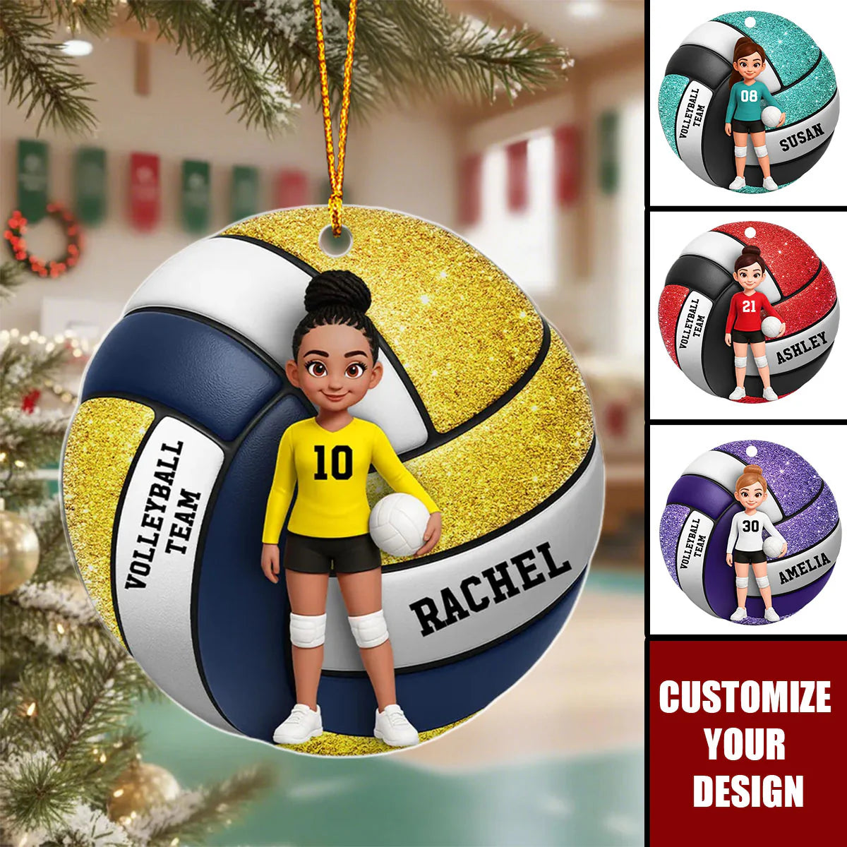 Personalized Volleyball Girl Ornament personalization view for Daughter/Granddaughter