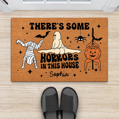 "There's Some Horrors In This House" Halloween Doormat - Personalized Spooky Decor