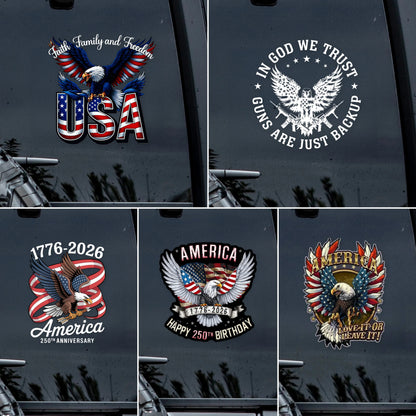 In God We Trust Guns Are Just Backup - Custom Patriotic Eagle Car Decal Sticker