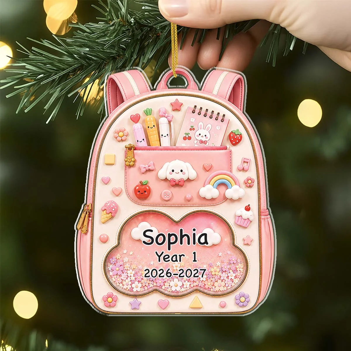 Personalized School Backpack Acrylic Ornament - Custom School Year Keepsake Gift