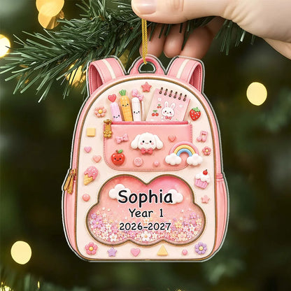 Personalized School Backpack Acrylic Ornament - Custom School Year Keepsake Gift