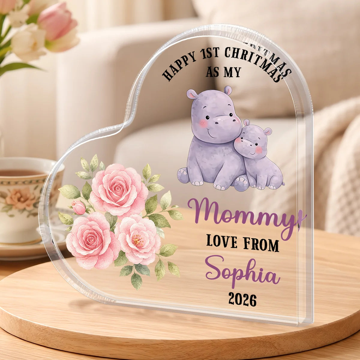 Happy 1st Christmas As My Mommy - Personalized Acrylic Plaque Custom Keepsake Gift for New Mom
