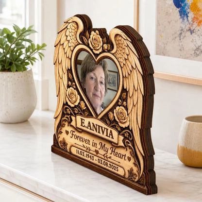 Forever in My Heart Custom Memorial Photo Wooden Block - Personalized Sympathy Gift for Family Bereavement Keepsake