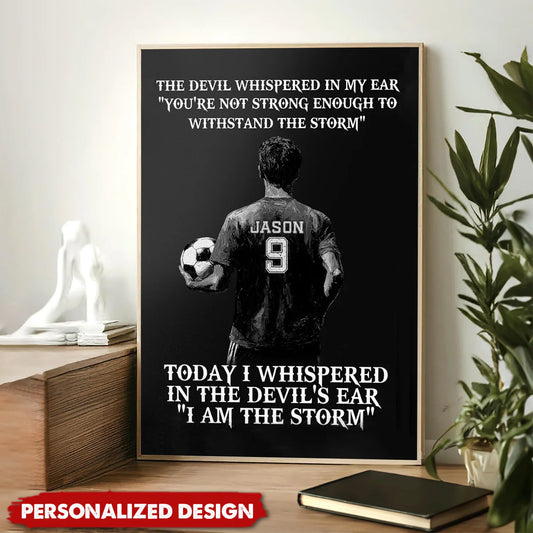 Custom Soccer Boy Poster for Son/Grandson with personalized design details for meaningful gifting