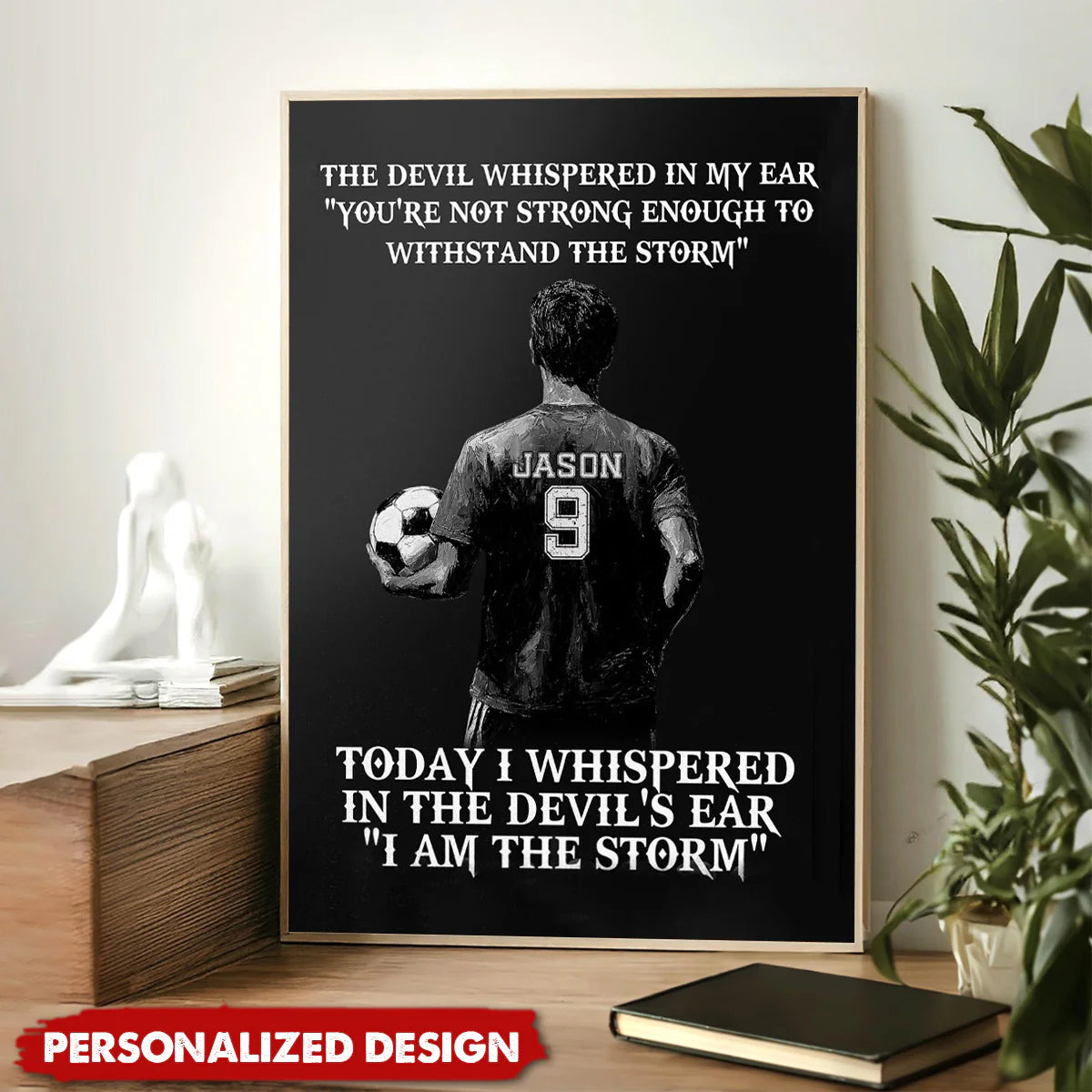 Custom Soccer Boy Poster for Son/Grandson with personalized design details for meaningful gifting