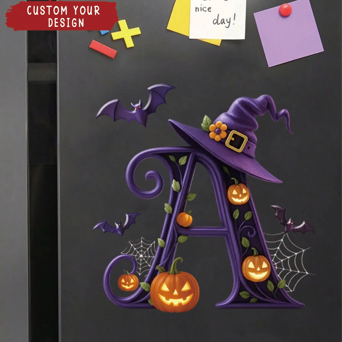Witchy Monogram Personalized Halloween Letter Decal - Custom Fall Decor for Besties & Family