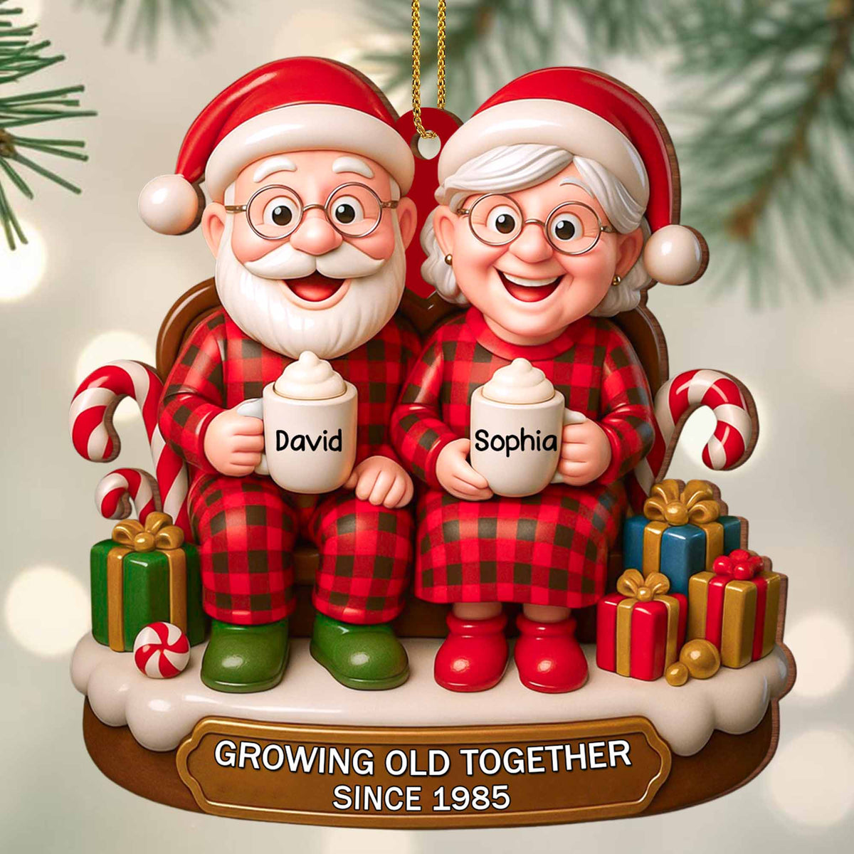 Growing Old Together Santa and Mrs. Claus Christmas Ornament