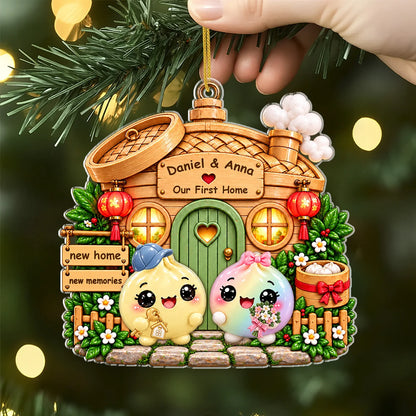 Our First Home Dumpling Personalized Acrylic Ornament - Housewarming Keepsake for Couples
