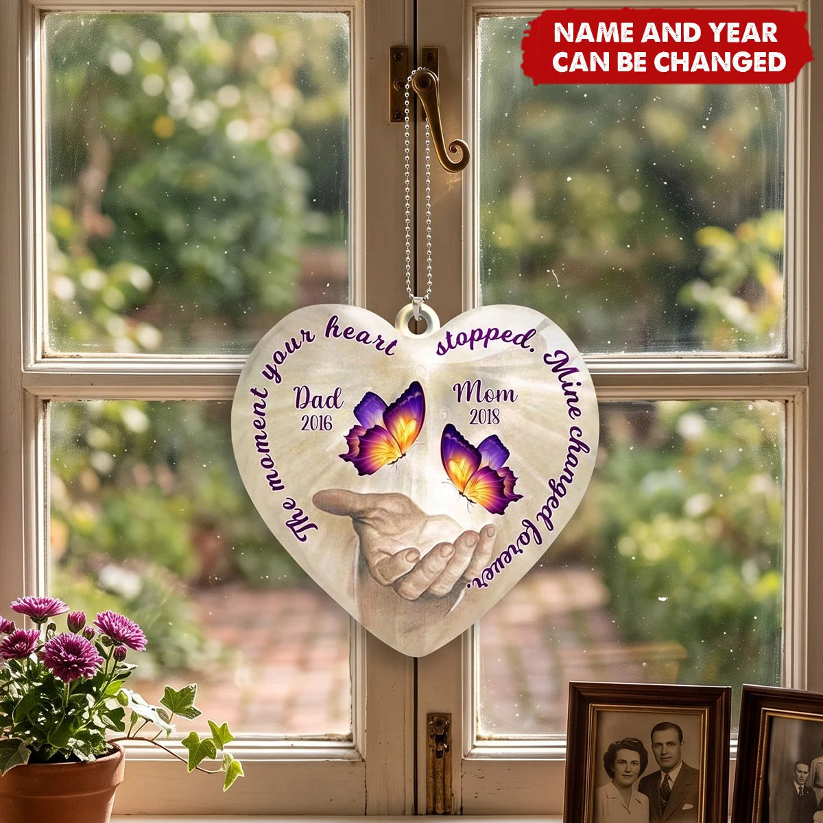 "The Moment Your Heart Stopped" Personalized Memorial Ornament - Sympathy Gift for Family