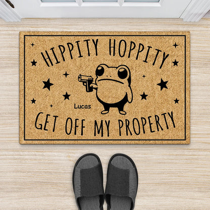 Hippity Hoppity Get Off My Property Doormat - Funny Personalized Frog Outdoor Mat