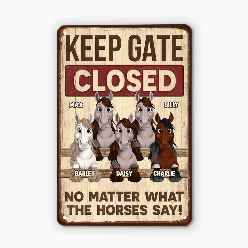 Custom Keep Gate Closed Metal Sign personalization view for Yourself
