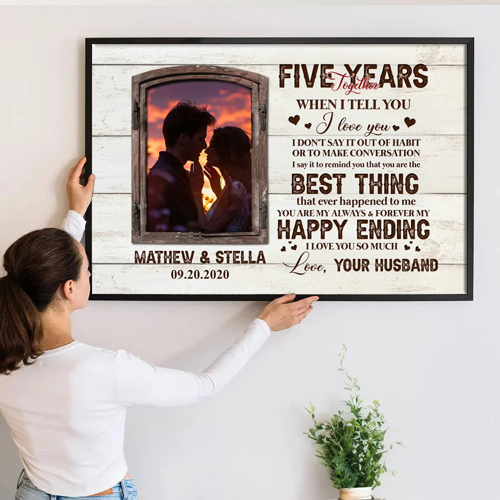 Custom Five Years Together Photo Canvas personalization view for Wife