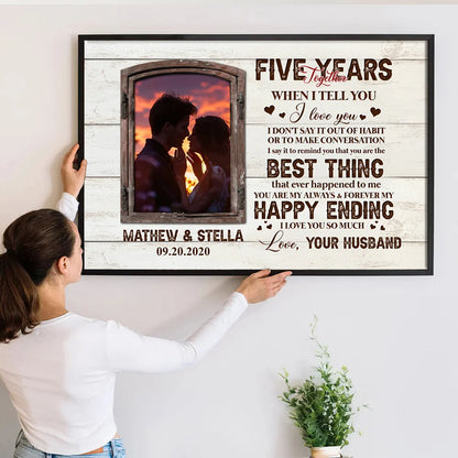 Custom Five Years Together Photo Canvas personalization view for Wife