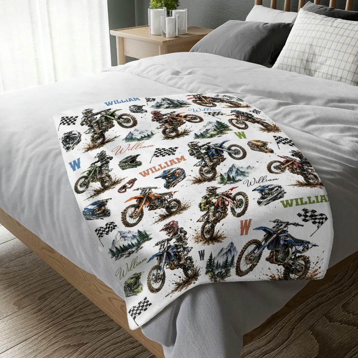 Blanket material and size view - Personalized Dirt Bike Blanket