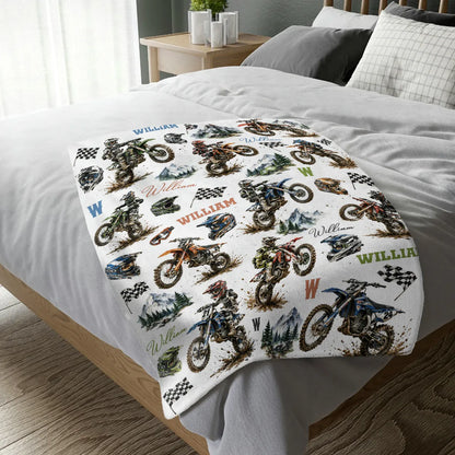 Blanket material and size view - Personalized Dirt Bike Blanket