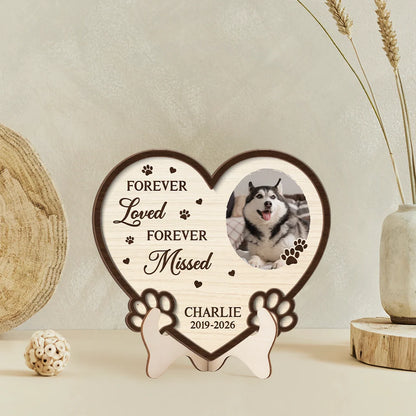 Once By My Side Forever In My Heart Personalized Pet Memorial Wooden Plaque - Custom Dog & Cat Photo Sympathy Gift