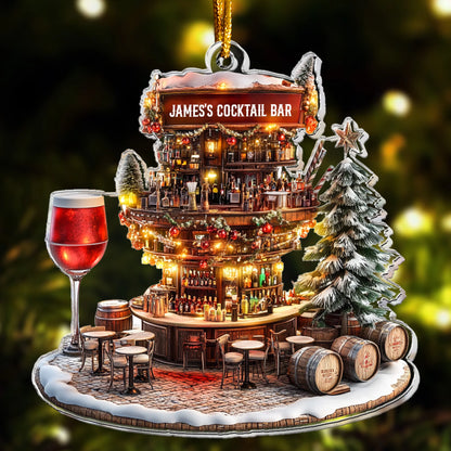 Custom Cocktail Bar Acrylic Ornament - Personalized Mixology Christmas Gift for Bartender