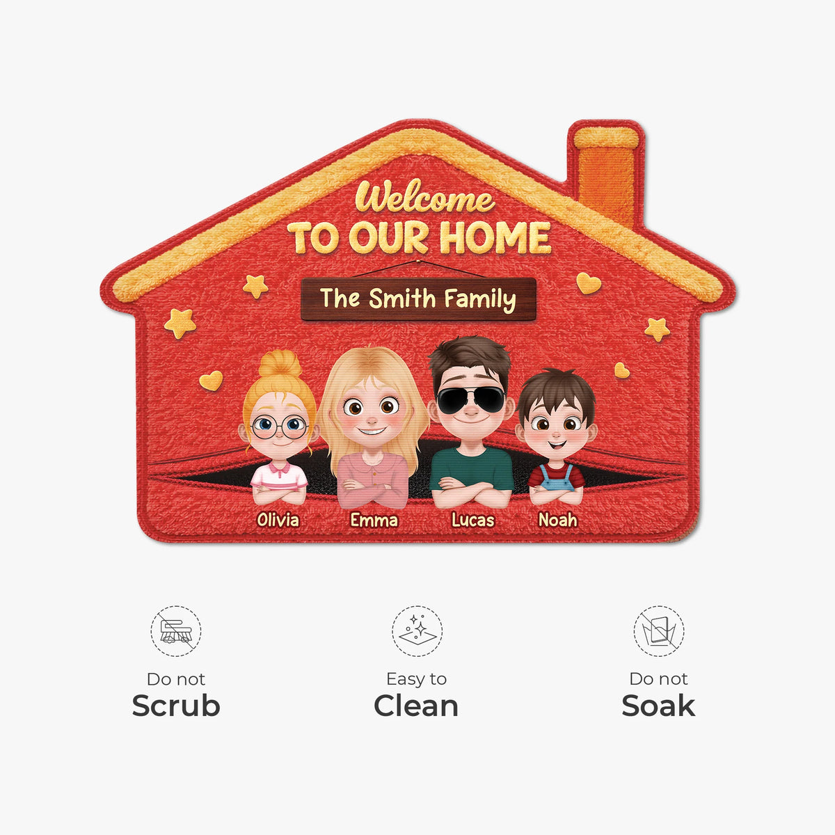 Welcome To Our Home Personalized Shaped Doormat - Custom Housewarming Gift for Family
