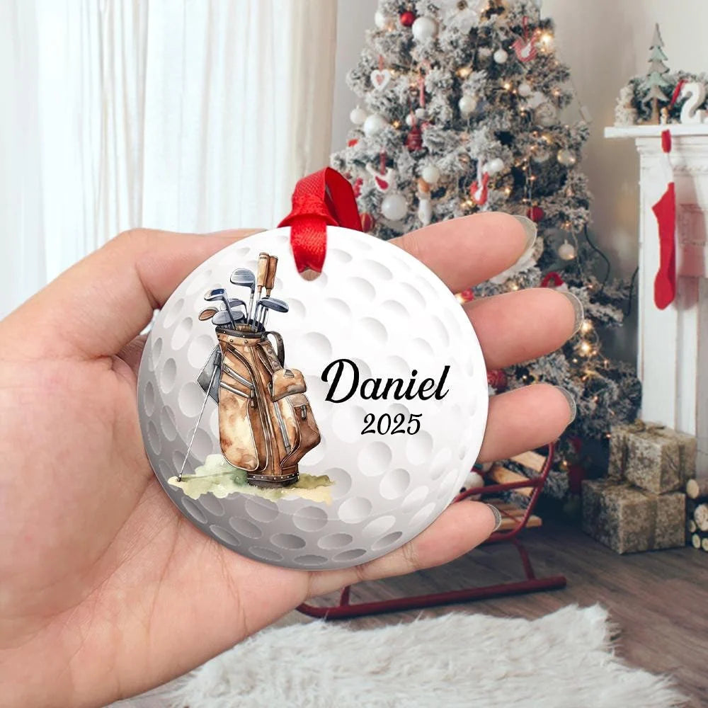 Personalized Golf Bag Ceramic Ornament - Custom Christmas Gift for Golfer