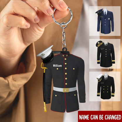 Custom Military Uniform Keychain for Military / Veteran with personalized design details for meaningful gifting