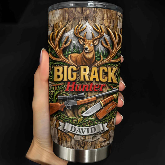 Big Rack Hunter Personalized Deer Hunting Tumbler - Custom Hunting Gift