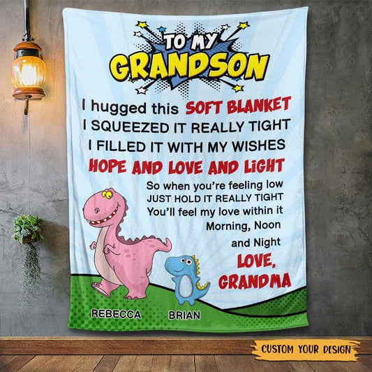 Personalized Grandson Blanket for Daughter/Granddaughter with personalized design details for meaningful gifting