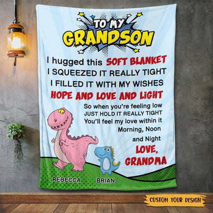 Personalized Grandson Blanket for Daughter/Granddaughter with personalized design details for meaningful gifting
