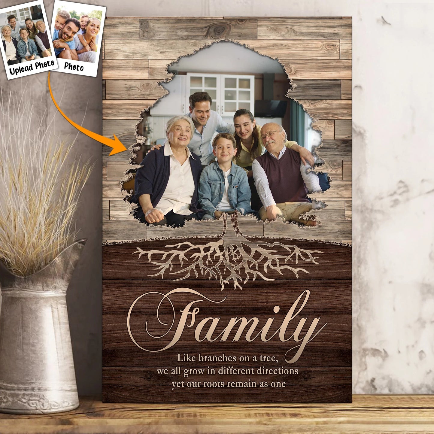 "Family Like Branches On A Tree" Personalized Photo / Canvas - Custom Family Wall Decor