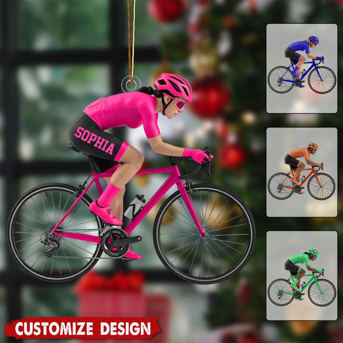 Personalized Road Bike Cyclist Christmas Ornament - Custom Cycling Enthusiast Acrylic Keepsake