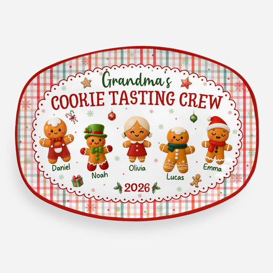 Personalized Cookie Tasting Crew Christmas Platter - Custom Family Names Keepsake Gift for Grandma
