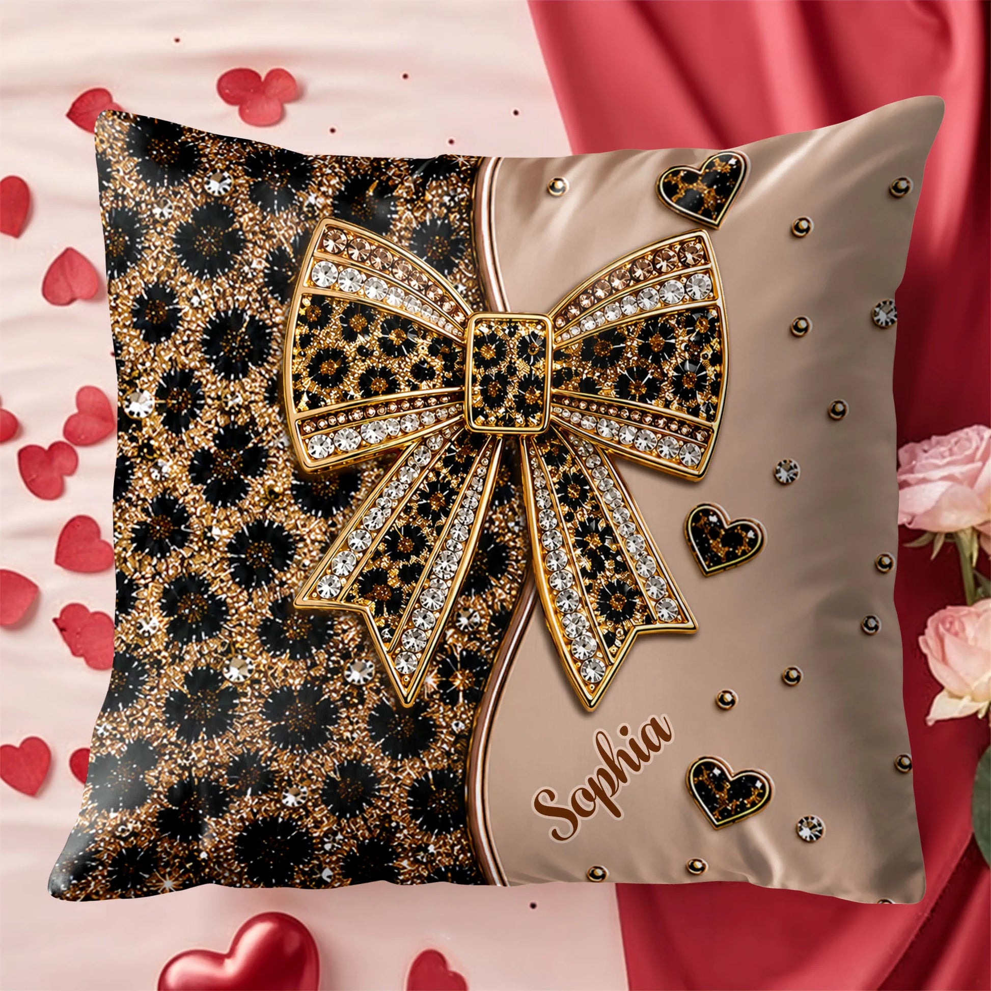 Pillow material and size view - Personalized Leopard Print Pillow