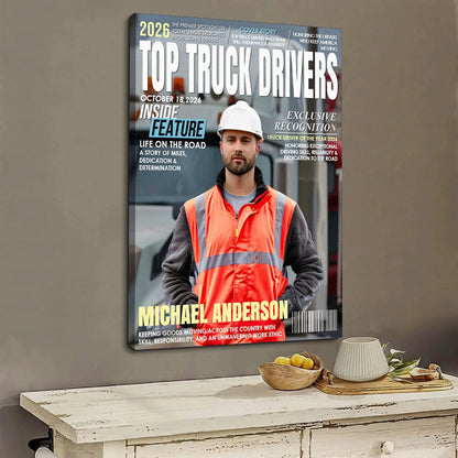 "Top Truck Drivers" Personalized Photo Canvas / Poster - Custom Gift for Drivers