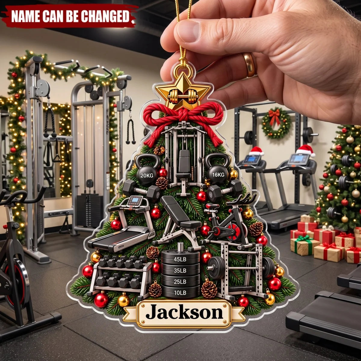 Custom Gym Christmas Tree Acrylic Ornament - Personalized Fitness Lover Workout Gift