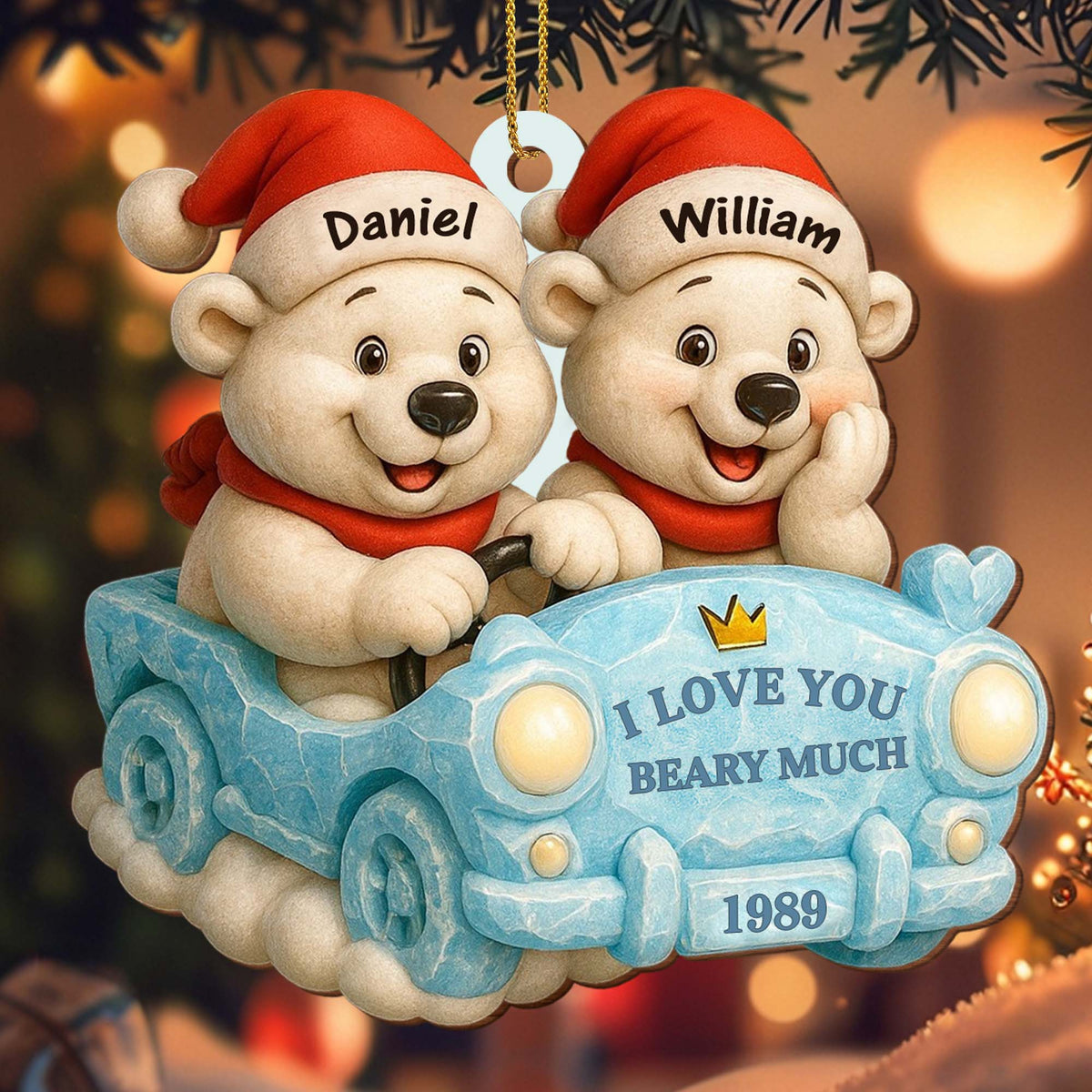 I Love You Beary Much With Teddy Bears in Santa Hats