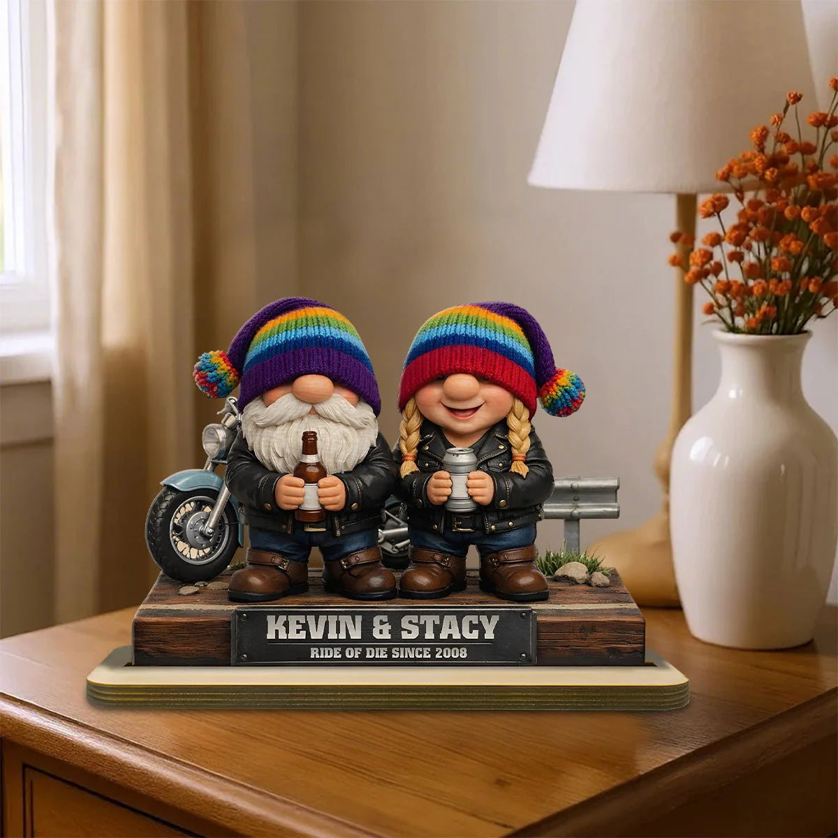 Ride or Die Personalized Motorcycle Couple Wooden Plaque - Anniversary Keepsake for Husband & Wife