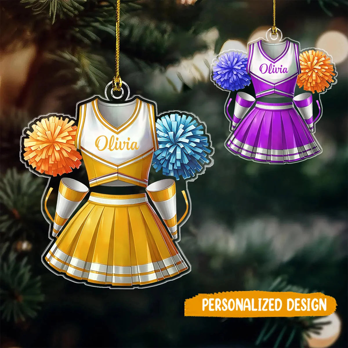 Personalized Cheerleader Uniform Acrylic Ornament - Custom Name Cheer Keepsake Gift for Girls