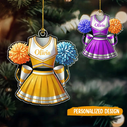 Personalized Cheerleader Uniform Acrylic Ornament - Custom Name Cheer Keepsake Gift for Girls