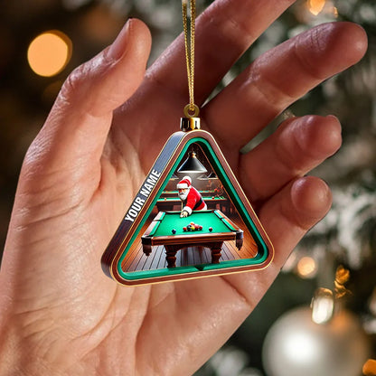 Personalized Billiards Santa Christmas Ornament - Custom Name Pool Player Acrylic Decor Gift