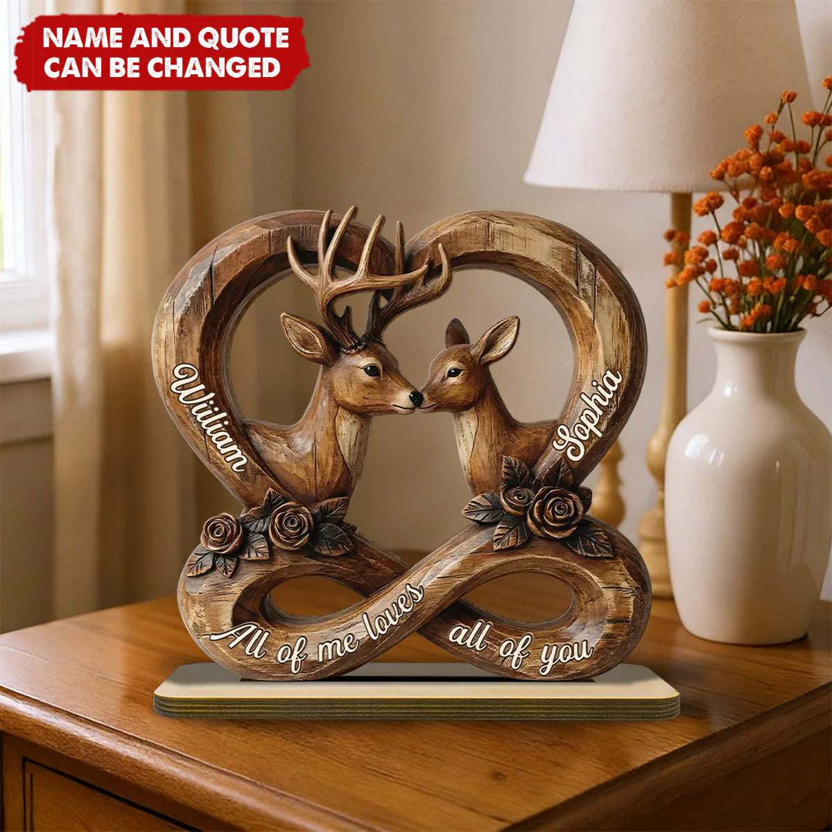 Custom Infinity Deer Couple Plaque personalization view for Couples