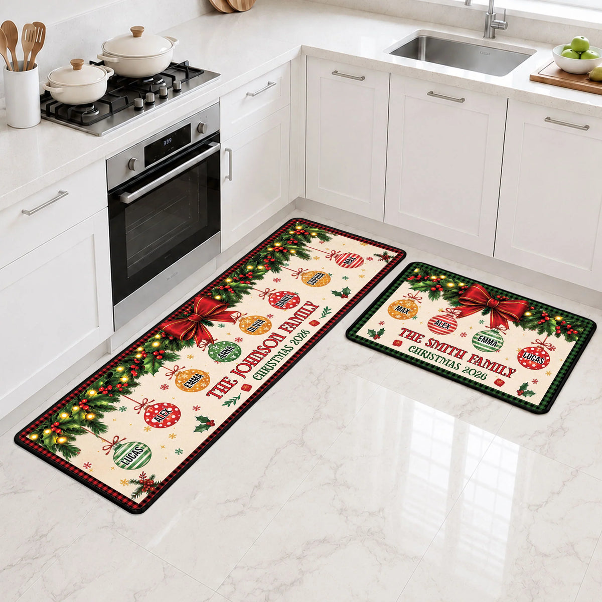 Family Name 2026 Personalized Christmas Runner Rug - Holiday Gift for the Family