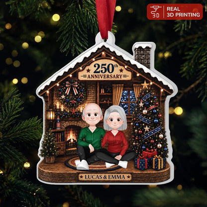 Personalized Couple Anniversary Acrylic Ornament - Custom Christmas Tree Keepsake Gift