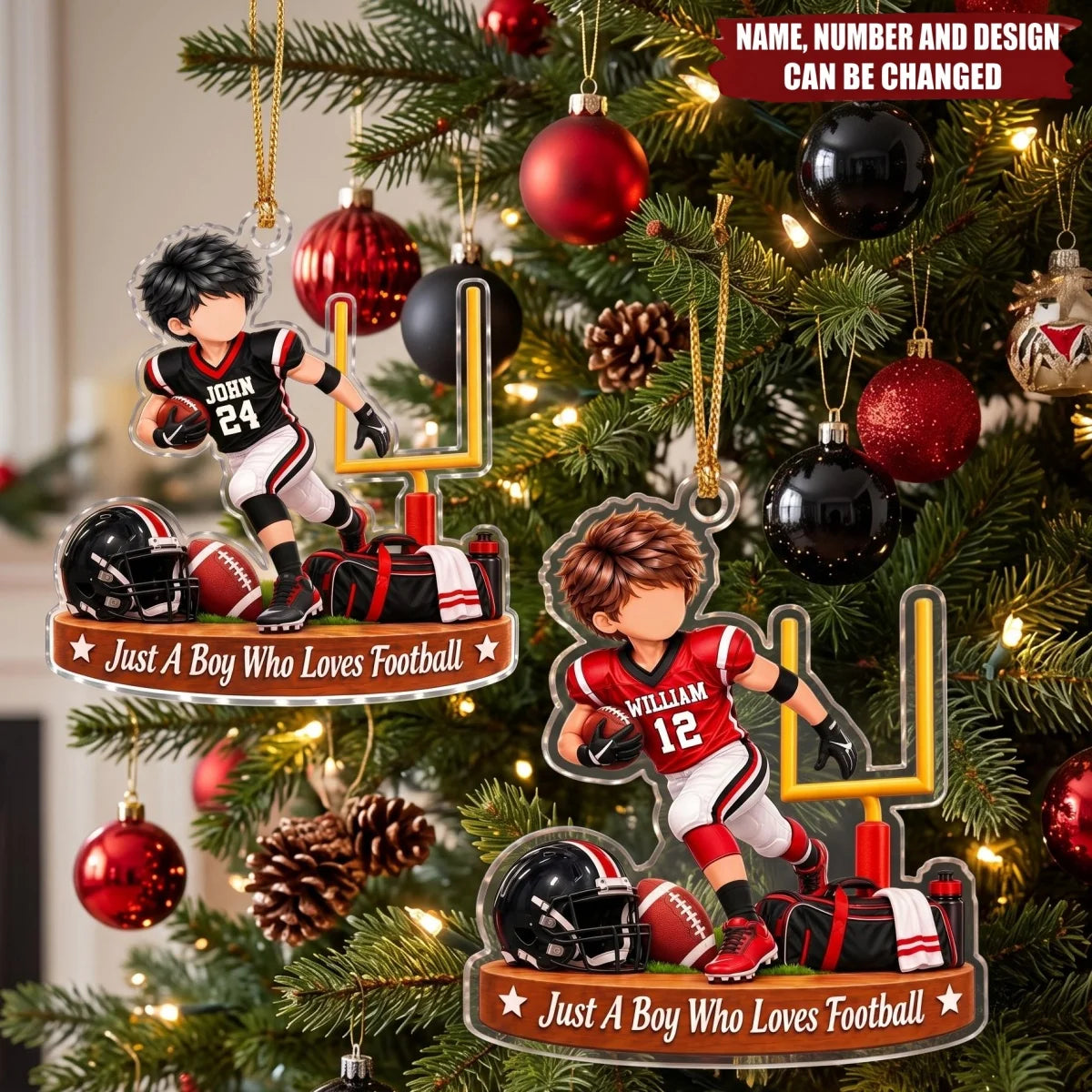 Just A Boy Who Loves Football - Personalized Acrylic Ornament Christmas for Son