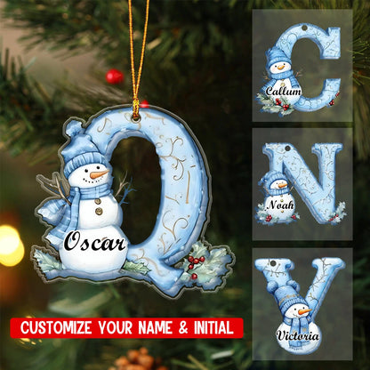 Personalized Alphabet Snowman Christmas Acrylic Ornament - Custom Name Letter Keepsake Gift