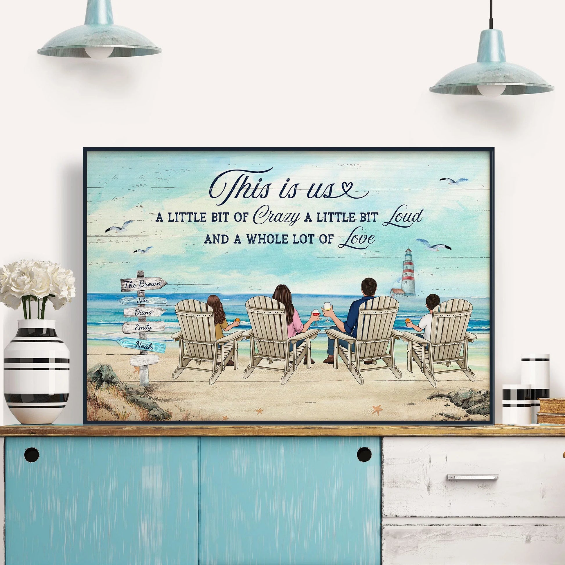 This Is Us A Little Bit Of Crazy - Personalized Beach Canvas / Poster For Family Decor