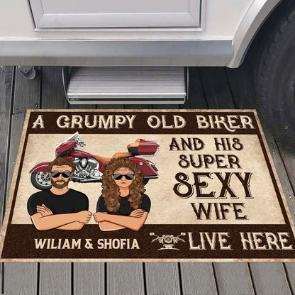 Personalized Biker Couple Doormat personalization view for Couples