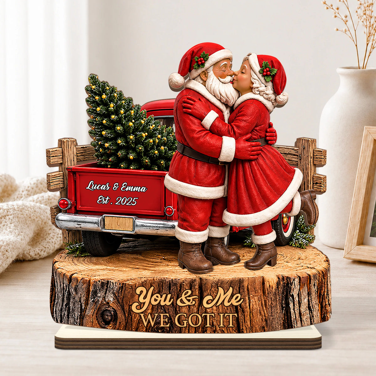 You & Me We Got This Personalized Wooden Plaque - Christmas Keepsake for Couples