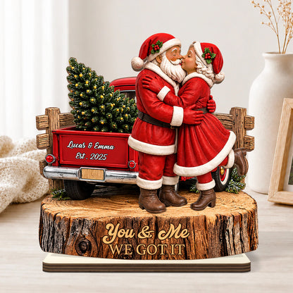 You & Me We Got This Personalized Wooden Plaque - Christmas Keepsake for Couples
