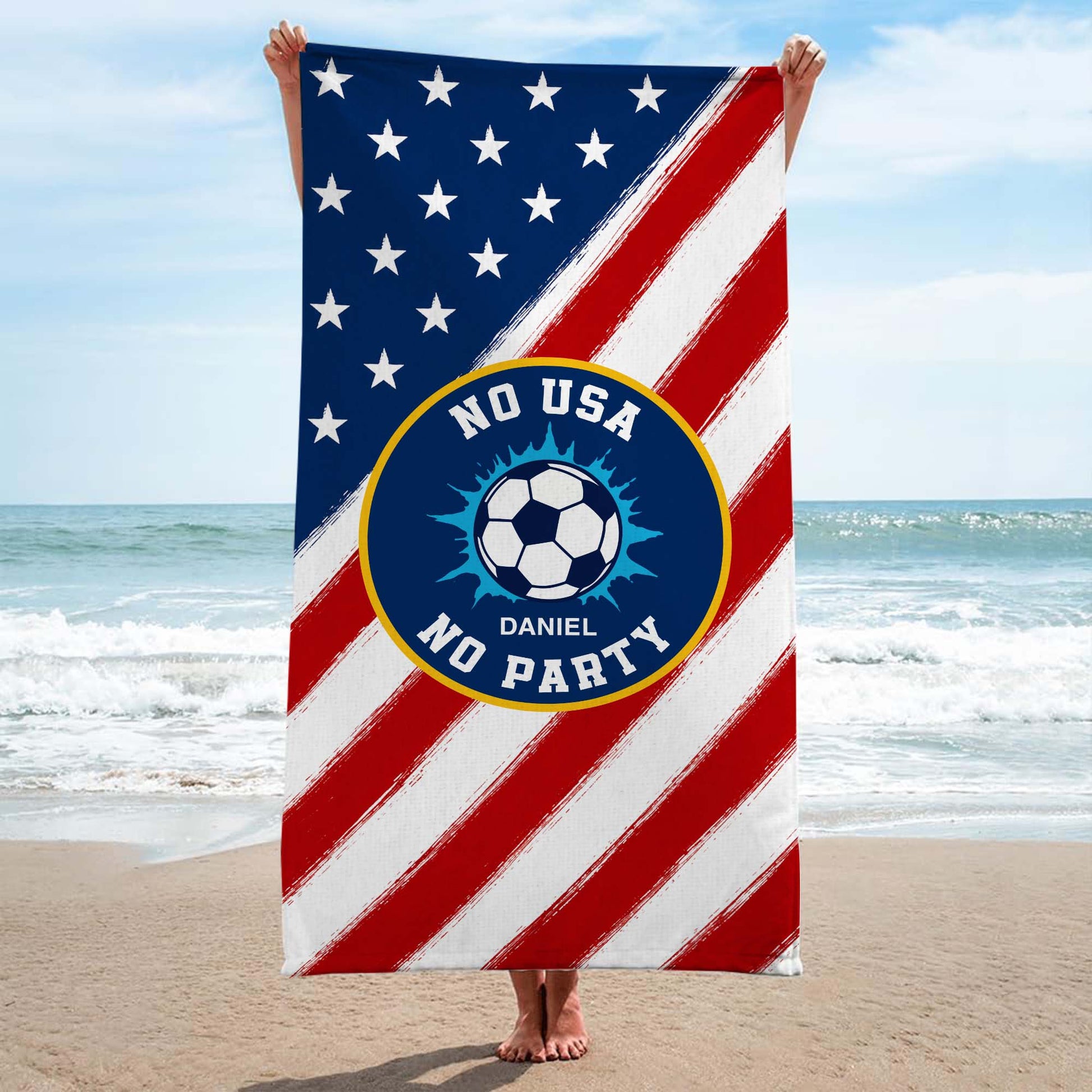 Custom Soccer Beach Towel personalization view for Yourself