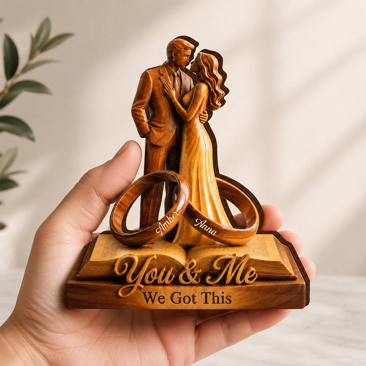 Plaque material and size view - Custom Couple Anniversary Plaque